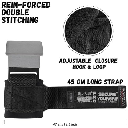 Weight Lifting Rod Hooks Heavy Duty Wrist Wraps Power Weight Lifting Training Gym Grips Straps Set of 2 - color: Gray, size: MEN-Wrist Size Large