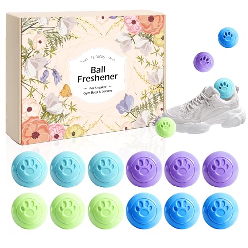 SCENTORINI Shoe Deodorizer Balls, 12 Pack Sneaker Deodorizer Balls | Odor Eliminator for Smell Shoes, Long Lasting Shoe Freshener for Gym Bags, Drawers and Small Spaces