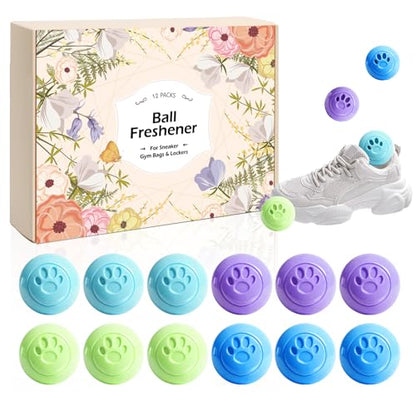 SCENTORINI Shoe Deodorizer Balls, 12 Pack Sneaker Deodorizer Balls | Odor Eliminator for Smell Shoes, Long Lasting Shoe Freshener for Gym Bags, Drawers and Small Spaces