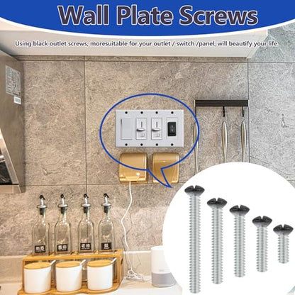 30 pcs 1" Wall Plate Screws, Black Outlet Screws 6-32 Thread Light Electrical Cover Panel Switch Plate Screws(Black） - color: Black, size: 1 Inch