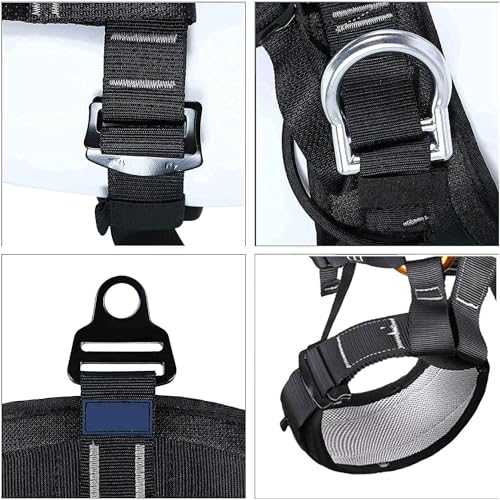 Climbing Seat Belt, Caving, Rock Climbing and Rappelling Equipment, Body Guard Protect, Rappelling Rescuing Equip - color: Half-body Black
