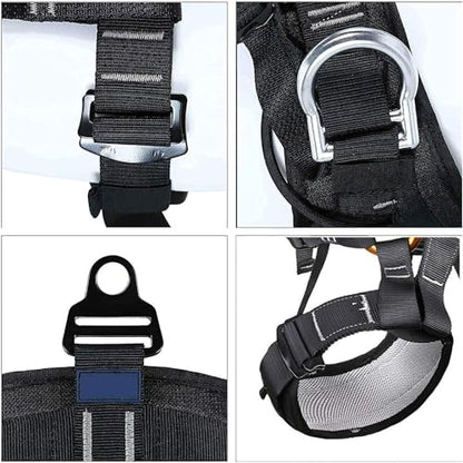Climbing Seat Belt, Caving, Rock Climbing and Rappelling Equipment, Body Guard Protect, Rappelling Rescuing Equip - color: Half-body Black