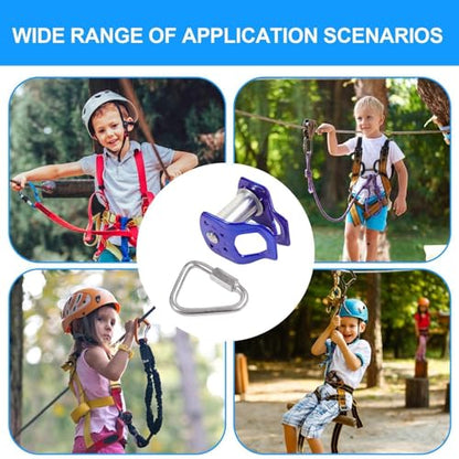 Slack Line Pulley Trolley Quick Setup Heavy Duty Slider | Zip Line Pulley Kits for Kids Age 5 Years and + Outdoor Backyard Obstacle Course Playground Climbing Fitness Equipment