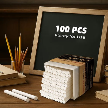 Dustless White Chalk 100PCS, Non-Toxic Classroom Chalks for Teachers & Students, School Chalkboard Supplies - color: white, style: 0.39''(FineLine)