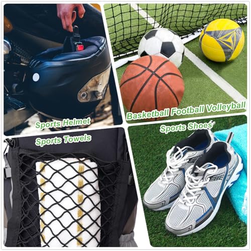 Helmet Holder for Sport Backpack,Backpack Accessories Mesh Storage Bag,Added External Elastic Storage Net for Backpack,4 Carabiners Attaching to Backpack to Carry Helmet and Accessories