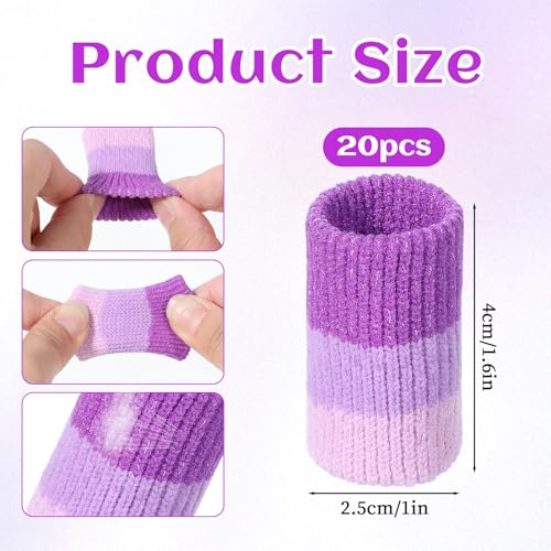 20PCS Finger Brace Compression Sleeves Crochet Finger Guard Thumb Splint Brace Support Elastic Fingers Tape Sport Fingers Cushion for Knitting Writing Basketball Baseball Sport
