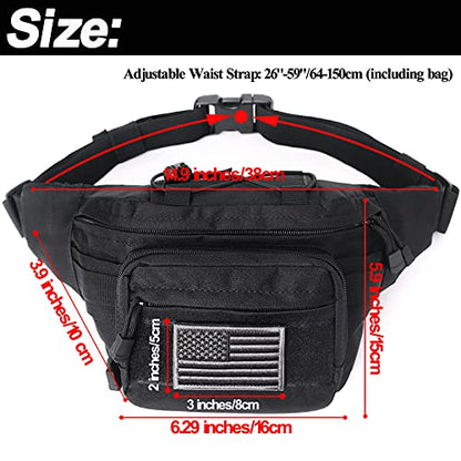 Tactical Fanny Pack, Military Waist Bag Hip Belt Bumbag Utility Bags for Outdoor Hiking Climbing Fishing with U.S Patch (1 Pack Tan) - color: 1 Pack Tan