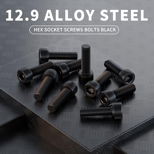 M5 x 8mm 12mm 16mm 20mm 25mm Hex Socket Head Cap Screws Bolts, 12.9 Grade Alloy Steel, Fully Threaded, Black Oxide Finish, Allen Socket Drive, Assortment Kit 50Pcs - size: Hex Socket Head M5x8, 12, 16, 20, 25mm(50pcs)