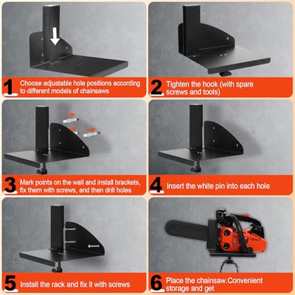 Universal Chainsaw Wall Mount Holder – Heavy Duty Steel Rack for Stihl & Most Chainsaws, 𝟏𝟓𝟎𝐋𝐁𝐒 Capacity, Multi-Functional Garage & Workshop Organizer by Zejoot
