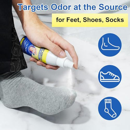 Foot Socks Odor Removal Spray, Helps Extend Shoe Lifespan, 120ml, Natural Foot Spray, Shoe Deodorizer, Easy To Apply, For Women Men Adult Post-Workout Travel Home Athlete Gym School