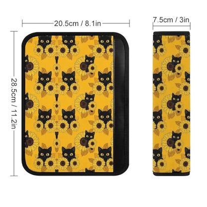 2 Pack Black Cat Yellow Sunflower Seat Belt Cover Universal Fit Seat Belt Cushion for Kids, Stroller Pushchair High Chair, Neck and Shoulder Support - color: Pattern 179