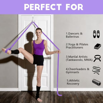 Stretching Strap with Door Anchor Improve Leg Flexibility for Splits - color: Purple