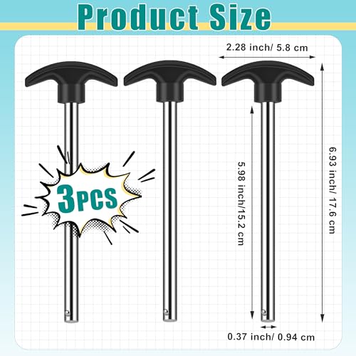 3P Weight Stack Pins, 6" Locking Space Gym Pin Weight Stack | Replacement for Lifting Machine Strength Training (3/8" Diameter)