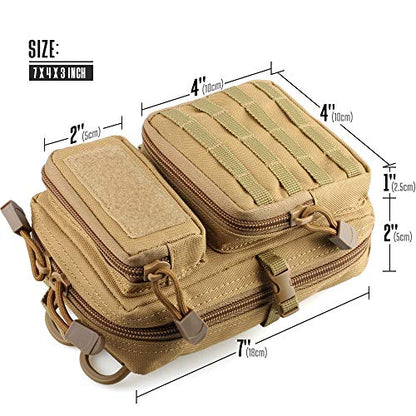 LIVANS Tactical Molle Utility Pouch, EDC Tool Pouch Tactical Phone Pouches Mini Waist Pouches Medical EDC IFAK Pack Mini Design of 3-Day Backpack - color: Khaki