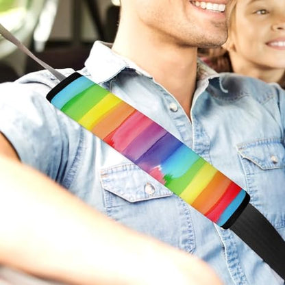 Universal Fit LGBTQ Colorful Rainbow Seat Belt Shoulder Pad for Adult Use, Most Cars, 1 Pair Harness Pads Strap Anti-Slip Pad - color: Pattern 53