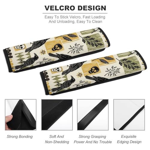 1 Pair Universal Soft and Comfortable Seat Belt Shoulder Pad for Kids, Stroller Pushchair High Chair, Gothic Crows Raven Skull Shoulder Protector, Anti-Slip Pad - color: Pattern 810