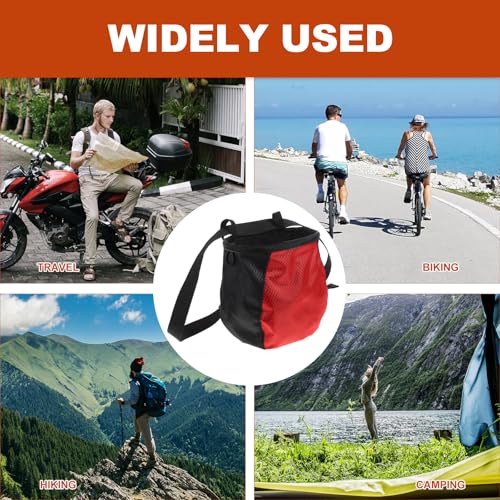 Climbing Chalk Bag Waist Pack Anti-Slip Chalk Powder Storage Large Capacity Adjustable Waist Bag for Outdoor Bouldering Exercise Training in Red-Black