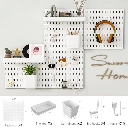 Revamp Your Space With A Versatile Pegboard Kit - Effortlessly Organize Home, Office, And Gaming Setup With Customizable Hanging Solutions (White)