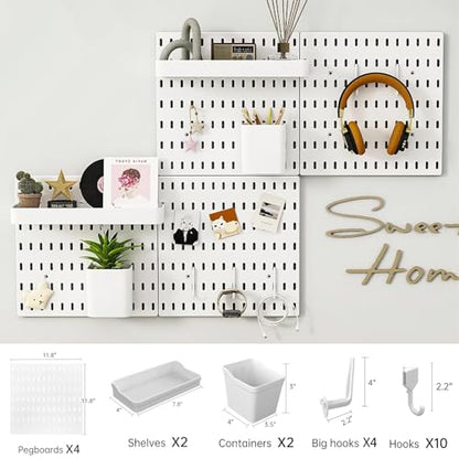 Revamp Your Space With A Versatile Pegboard Kit - Effortlessly Organize Home, Office, And Gaming Setup With Customizable Hanging Solutions (White)