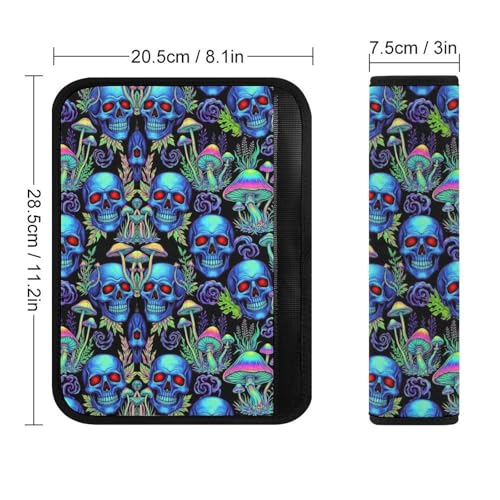 1 Pair Universal Soft And Comfortable Seat Belt Shoulder Pad for Adult Use, Stroller Pushchair High Chair, Neon Plants Trees Aesthetic Trippy Skeleton Skull Mushroom Neck Strap Covers, Anti-Slip Pad - color: Pattern 232