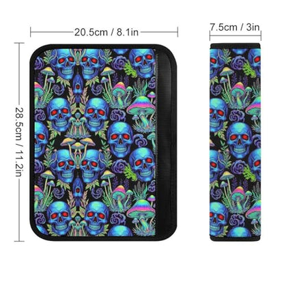 1 Pair Universal Soft And Comfortable Seat Belt Shoulder Pad for Adult Use, Stroller Pushchair High Chair, Neon Plants Trees Aesthetic Trippy Skeleton Skull Mushroom Neck Strap Covers, Anti-Slip Pad - color: Pattern 232