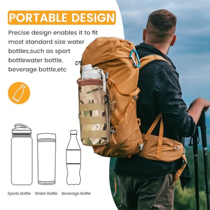 Molle Water Bottle Holder, Upgraded 1000D Nylon Tactical Molle Water Bottle Pouch, Sports Water Bottle Bag Bottom Mesh Lining Hydration Carrier for Camping, Climbing, Hiking and Travelling - color: CP-2pack