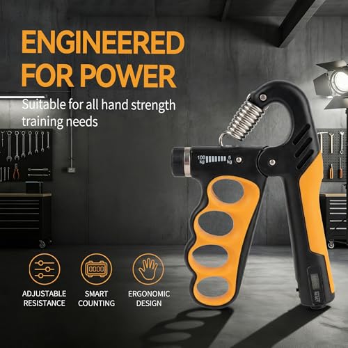 Sutekus Hand Grip Strengthener with Digital Counter, Ergonomic Grip Strength Trainer for Athletes, Musicians, Forearm Exercise & Physical Therapy