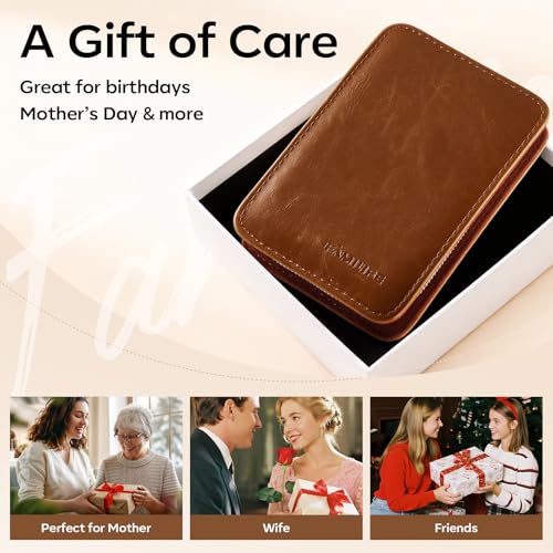 FAMILIFE Manicure Set, Nail Clippers Pedicure Tool, 8 pcs Stainless Steel Manicure Kit Professional Grooming Tool, Nail Kit with Portable Brown Leather Travel Case Luxury Gifts for Men Women - color: Brown-1