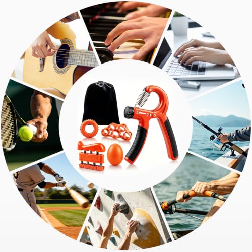 Hand Grip Strengthener Set Resistance Gripper for Forearm Training Adjustable Carpal Tunnel Rehab, Climbing, Weightlifting - color: Orange