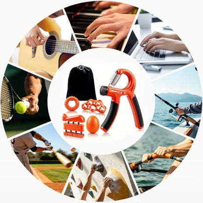 Hand Grip Strengthener Set Resistance Gripper for Forearm Training Adjustable Carpal Tunnel Rehab, Climbing, Weightlifting - color: Orange