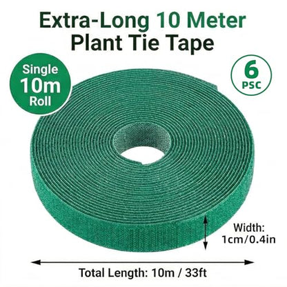 32.8ft Garden Plant Ties, Reusable Green Nylon Plant Tape for Climbing Plants, Tomato Vines & Flower Support, Adjustable Hook and Loop Garden Straps for Trellis & Wall Fixing 6 Rolls（Green） - size: 6 Pack 196.8 Feet