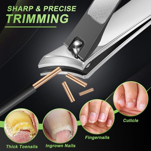 Ingrown Toenail Clippers, Slanted Nail Clippers for Thick Nails for Seniors, Edgy Angled Finger Nail Cutters for Adult, Men, Women with Curved Blade, Nail File - style: Black