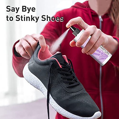 Shoe Odor Eliminator, Lamfun Deodorant Spray for Stinky Sneakers or Smelly Feet, Natural Shoe Deodorizer and Foot Deodorant Fight All Odors, Lavender, 150ml