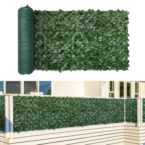 TANG 58"x136" Faux Ivy Privacy Fence Screen Roll- 1Pc Artificial Leaf Fences Greenery with 130 GSM Mesh Panel,Outdoor Green Wall Chain Link Fence Covering for Balcony Backyard Patio, Ivy - color: Ivy, size: 58"x136"