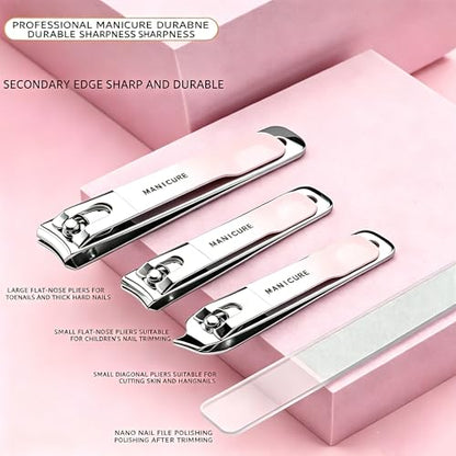 10PCS Professional Nail Care Set – Stainless Steel Nail Clippers, Nail File, Cuticle Pusher – Complete Grooming Tool Kit for Home and Travel