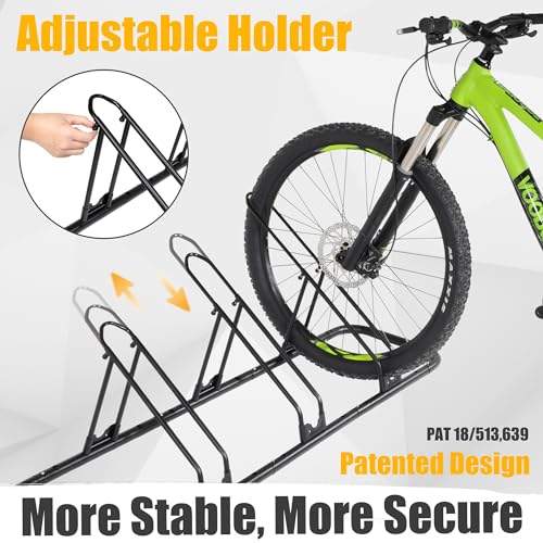 CyclingDeal Bicycle Floor Parking Rack Stand - for Mountain MTB Road Bike - Indoor Home Garage Storage - Adjustable 5 Bikes - size: 5 Bikes, style: Adjustable