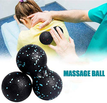 EMUKOEP Peanut Massage Ball Fascia Ball Set Training Deep Tissue Massage Ball Kit Lacrosse Ball Muscle Roller for Acupressure Plantar Fasciitis Reflexology Massage (Black,Blue)