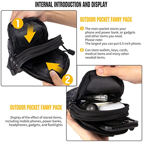 Tactical Molle Pouch Compact Utility Waist Bag Phone Holster Holder for 4.7"-6.9" iPhone 15 Pro Max/15 Pro/14 Plus/14 Pro Max/14/13 Pro Max/13 Pro/12 Pro Max/11 Pro Max - color: Black Serpentine