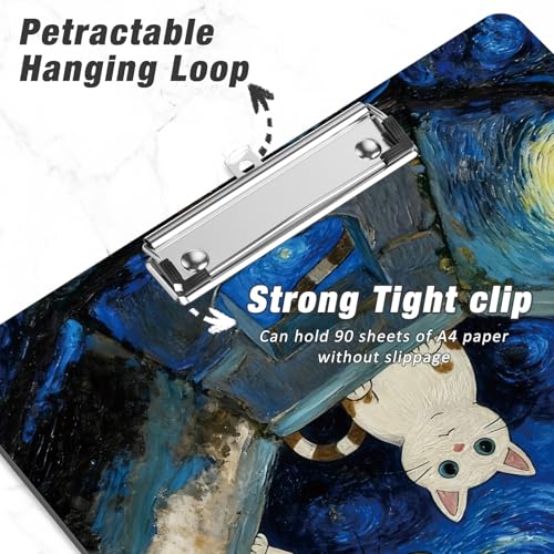 Rimilak Wood Clipboard, 8.5x11 Hardboard Clip Board,Cute Sky Cat | Fun Design, Cute Custom Pattern, 9 x 12.5 in Letter Size for Classroom, Teachers, Kid, Woman, School & Office Supply - color: Cute Sky Cat