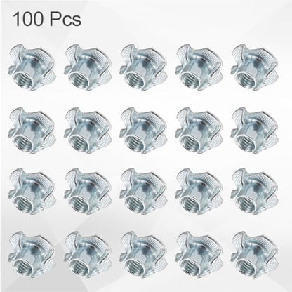 HARFINGTON M8x10mm T-Nuts 4 Pronged Tee Nut 0.83" x 0.39" Fully Thread Carbon Steel Inserts for Wood, Rock Climbing Holds, Cabinetry, Furniture 100pcs - size: M8x10mm, 21mm