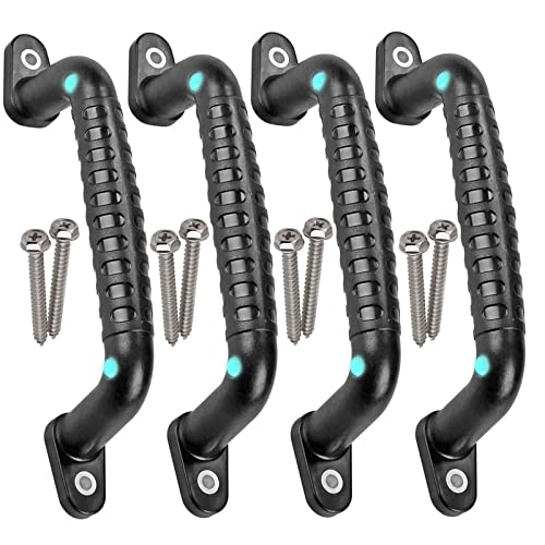 4 Safety Playground Luminous Handles, Swing Set Kids Safety Hand Grips for Playset, Climbing Frame, Play House, Playroom Ladder, Door, Bunk Bed (Black) - color: Black