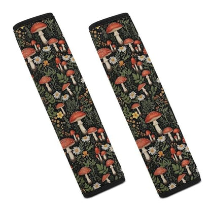 2PCS Mushroom Floral Weedleaf Car Seat Straps Shoulder Pads Soft Padded Seat Belt Cushion for Adult Use, Car Seats Pushchair Strollers High Chair Pushchair, Anti-Slip Pad - color: Pattern 575