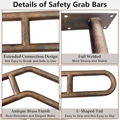 Hand Rails, Upgraded Handrails for Outdoor 1-3 Steps, 27" Bent U-Shaped Wall Mount Handrail, Antique Metal Stair Railing with 2 Anti-Skid Crossbar for Garage, Porch, Garden, Yard - size: 27 inch, style: Bent Antique 1 Pack