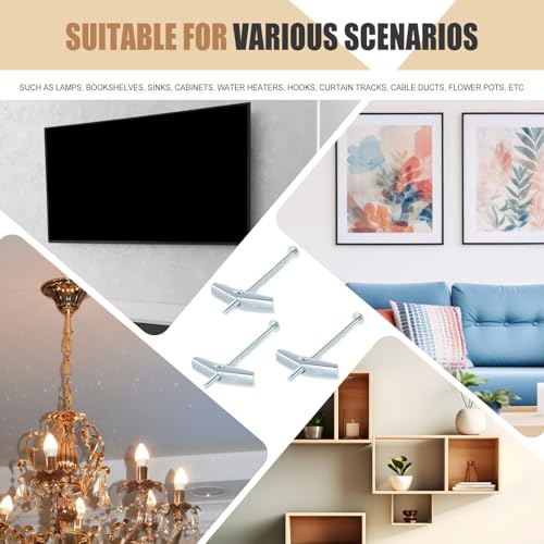 Yaocom 100 pcs 3/16'' x 4'' Toggle Bolts Butterfly Screws Anchors Heavy Duty Wall Anchors for Drywall with Wing Nuts for Hanging Heavy Objects on Drywall - size: 3/16" X 4"