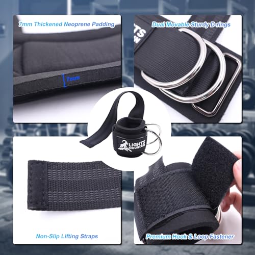 Weight Lifting Straps with Cuffed Sliding Dual D-Rings – Wrist Cuffs for Gym Cable Workout, Strength & Support - size: size M