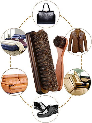 Youngjoy 6 Pieces Horsehair Shine Shoes Brush Kit Polish Dauber Applicators (B) - style: Style B