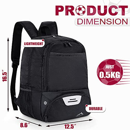 Himal Outdoors Soccer Backpack, Separate Cleat Compartment | Football,Volleyball,Handball,nylon fabrics,lightweight - color: Black