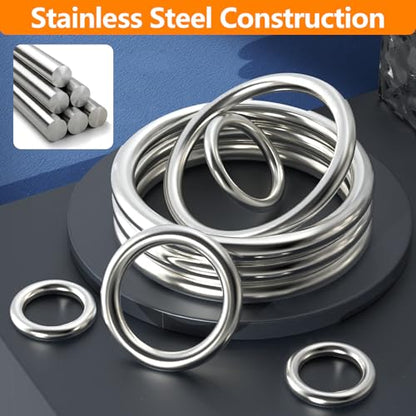 BEYOURD Metal O Rings, 304 Stainless Steel Welded Hardware Rings for Dog Collars & Leashes, Macrame, Ropes, Hanging Straps - color: Id150mm, size: WD12mm