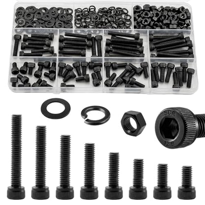 280Pcs M5 Screws Assortment Kit, M5x8/10/12/16/20/25/30/35 mm Hex Socket Head Cap Bolts with Nuts & Washers, 12.9 Grade Alloy, Anti-Rust for 3D Printer & DIY - size: M5 Cap 12.9 - 280PCS