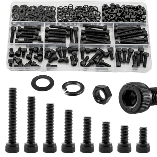 280Pcs M5 Screws Assortment Kit, M5x8/10/12/16/20/25/30/35 mm Hex Socket Head Cap Bolts with Nuts & Washers, 12.9 Grade Alloy, Anti-Rust for 3D Printer & DIY - size: M5 Cap 12.9 - 280PCS